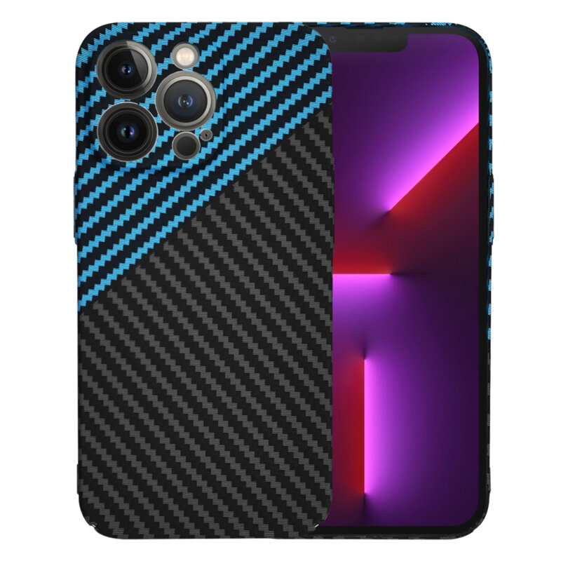 Husa iPhone 13 Pro Techsuit Carbonite FiberShell, bleu