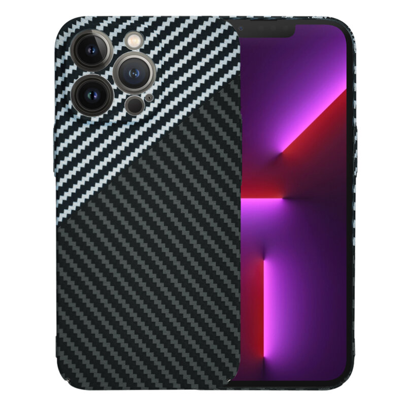 Husa iPhone 13 Pro Techsuit Carbonite FiberShell, gri