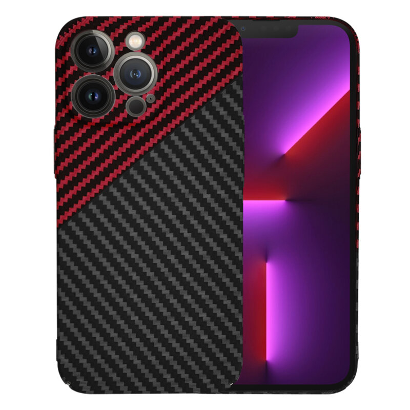 Husa iPhone 13 Pro Techsuit Carbonite FiberShell, rosu inchis