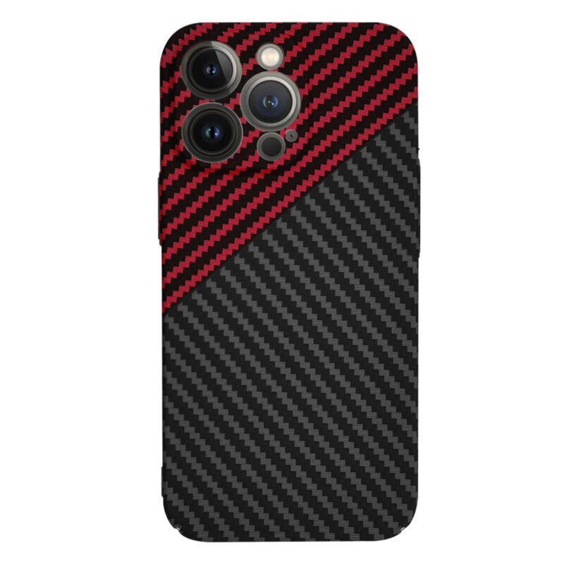 Husa iPhone 13 Pro Techsuit Carbonite FiberShell, rosu inchis