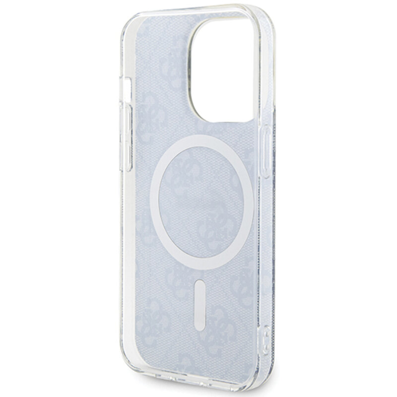 Husa iPhone 15 originala Guess IML 4G MagSafe, albastru, GUHMP15SH4STB