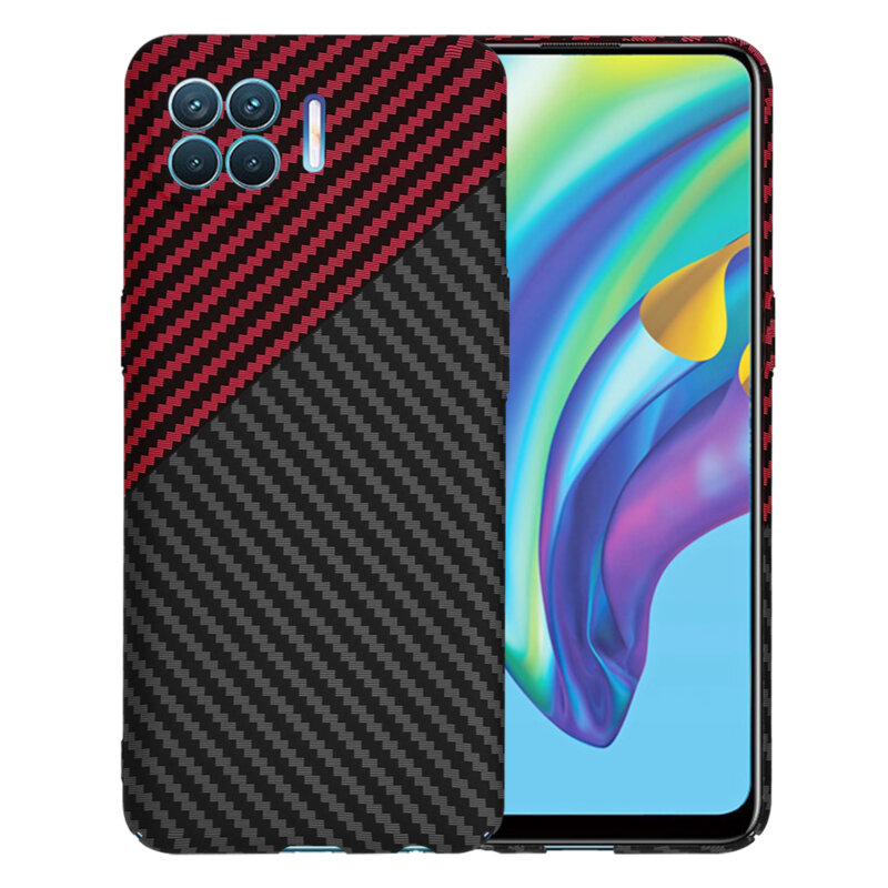 Husa Oppo Reno4 Lite Techsuit Carbonite FiberShell, rosu inchis
