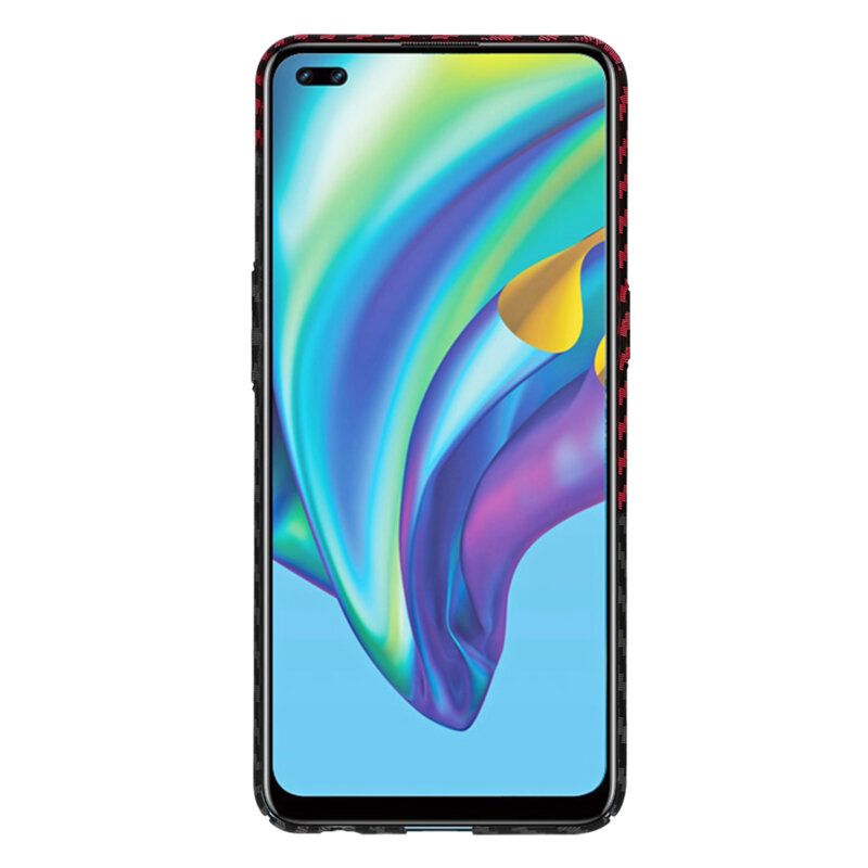 Husa Oppo Reno4 Lite Techsuit Carbonite FiberShell, rosu inchis