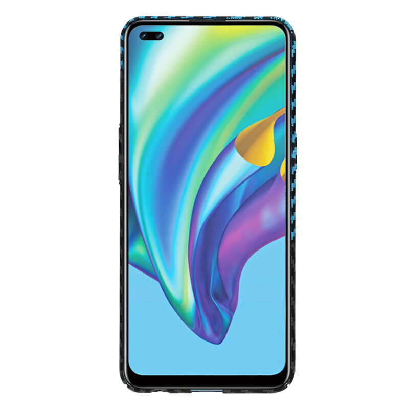 Husa Oppo Reno4 Lite Techsuit Carbonite FiberShell, bleu