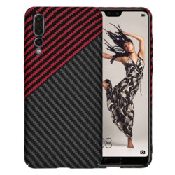 Husa Huawei P20 Pro Techsuit Carbonite FiberShell, rosu inchis