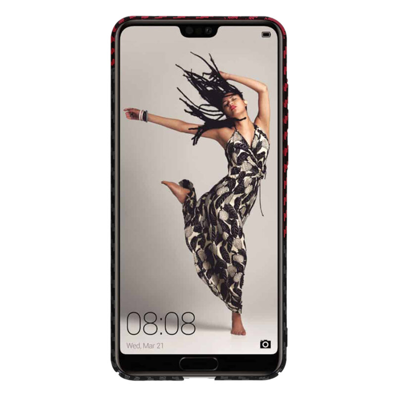 Husa Huawei P20 Pro Techsuit Carbonite FiberShell, rosu inchis