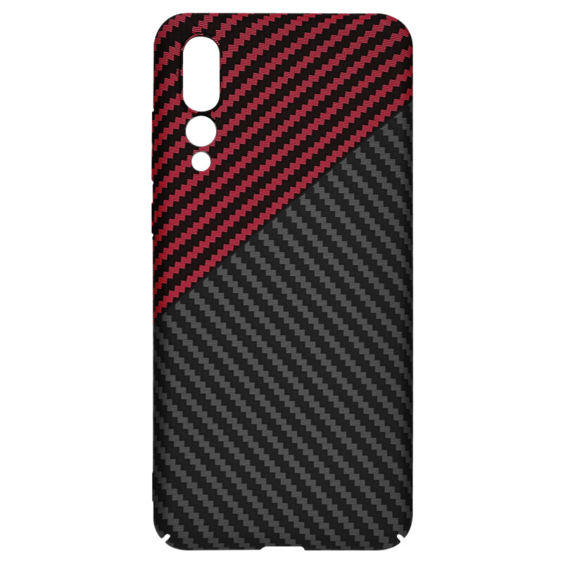 Husa Huawei P20 Pro Techsuit Carbonite FiberShell, rosu inchis