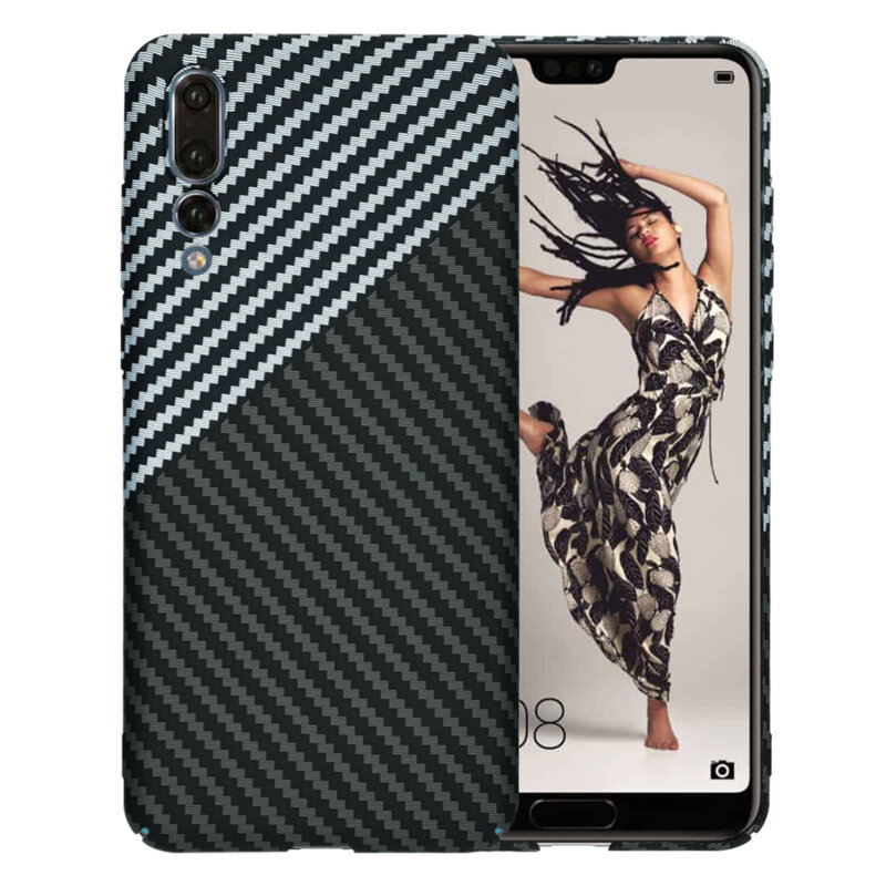 Husa Huawei P20 Pro Techsuit Carbonite FiberShell, gri
