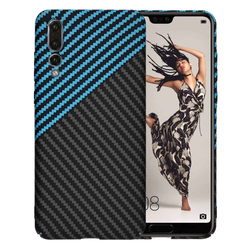 Husa Huawei P20 Pro Techsuit Carbonite FiberShell, bleu