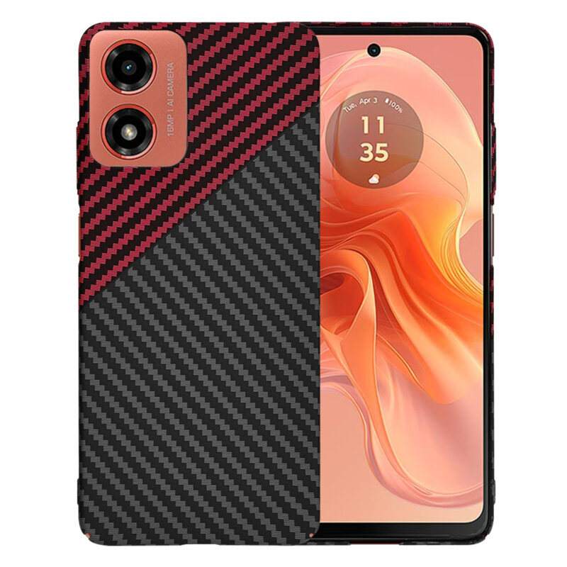 Husa Motorola Moto G04s Techsuit Carbonite FiberShell, rosu inchis