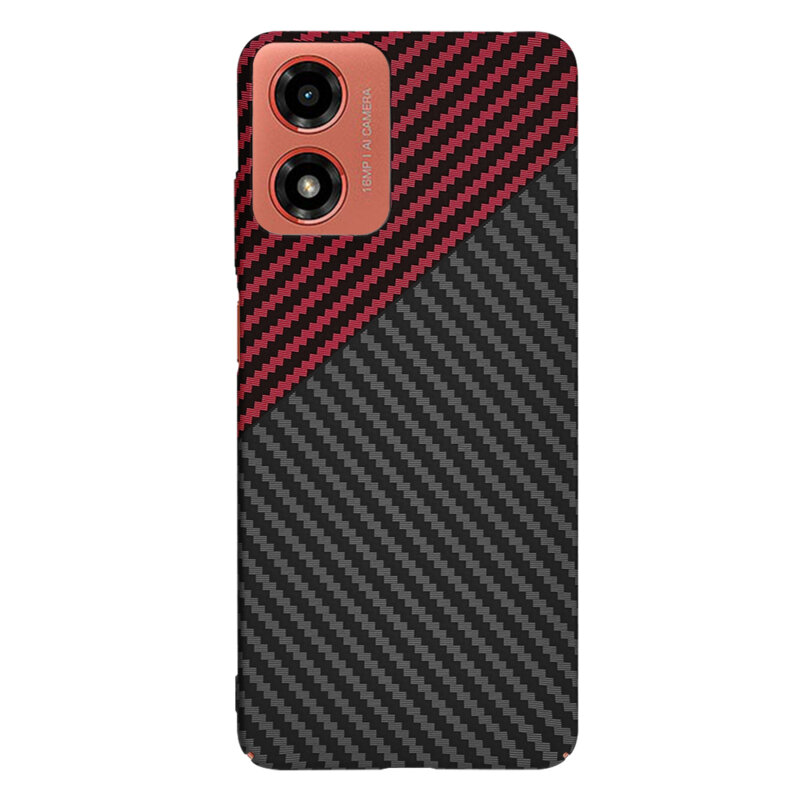 Husa Motorola Moto E14 Techsuit Carbonite FiberShell, rosu inchis