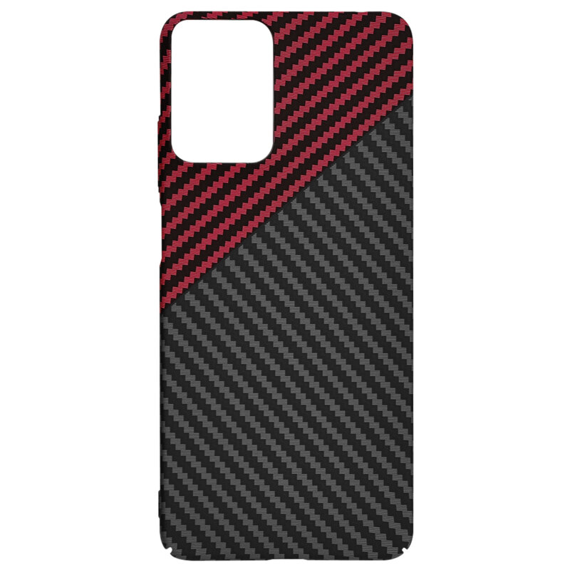 Husa Motorola Moto E14 Techsuit Carbonite FiberShell, rosu inchis