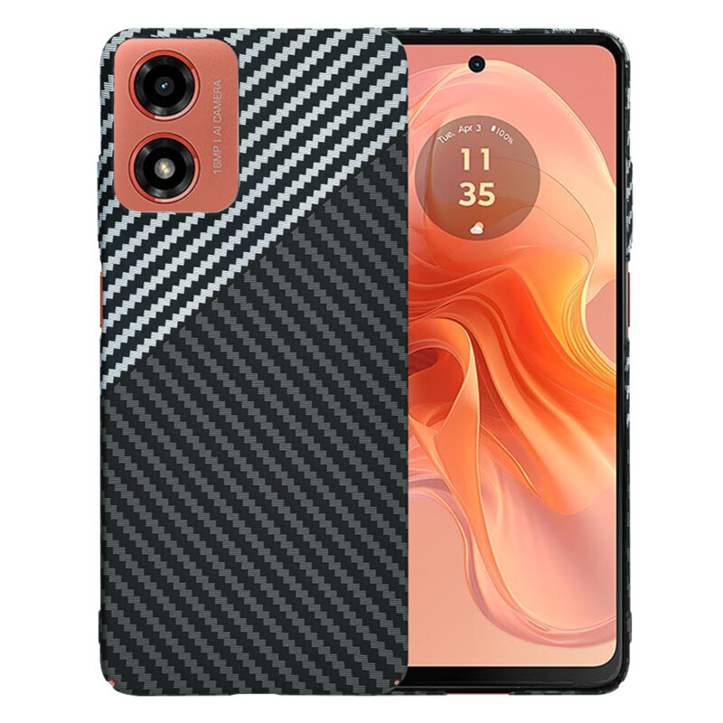 Husa Motorola Moto E14 Techsuit Carbonite FiberShell, gri