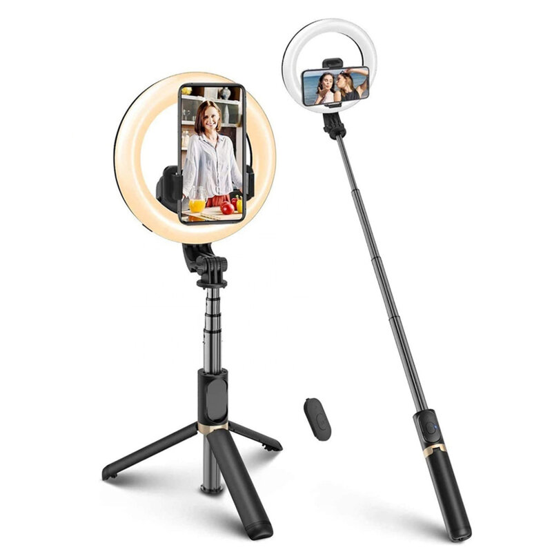 Selfie ring light cu trepied Bluetooth Techsuit Q07, 80cm