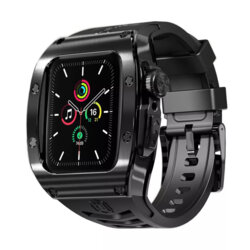 [Pachet 360°] Husa + curea Apple Watch 9 45mm ShellBox Waterproof IP68, negru
