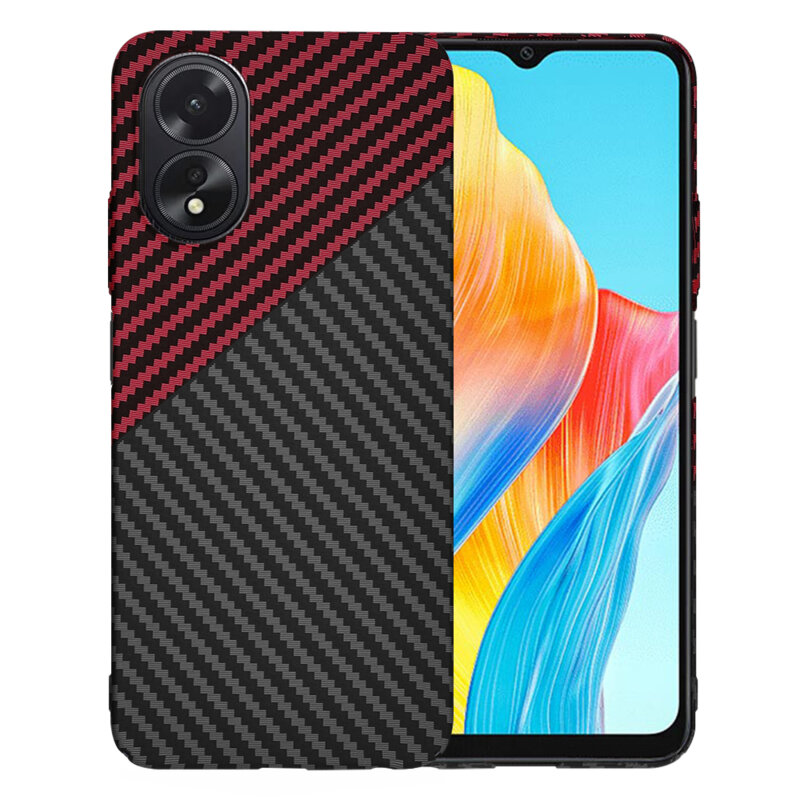 Husa Oppo A18 Techsuit Carbonite FiberShell, rosu inchis