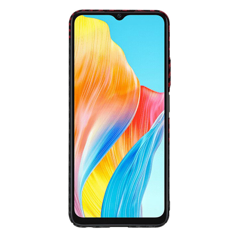 Husa Oppo A18 Techsuit Carbonite FiberShell, rosu inchis