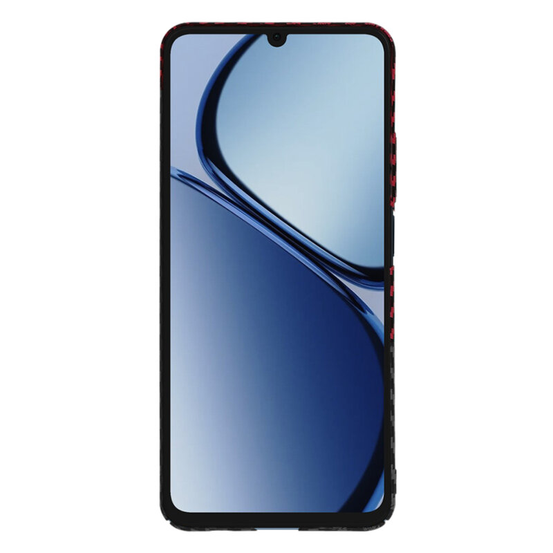 Husa Realme C63 Techsuit Carbonite FiberShell, rosu inchis