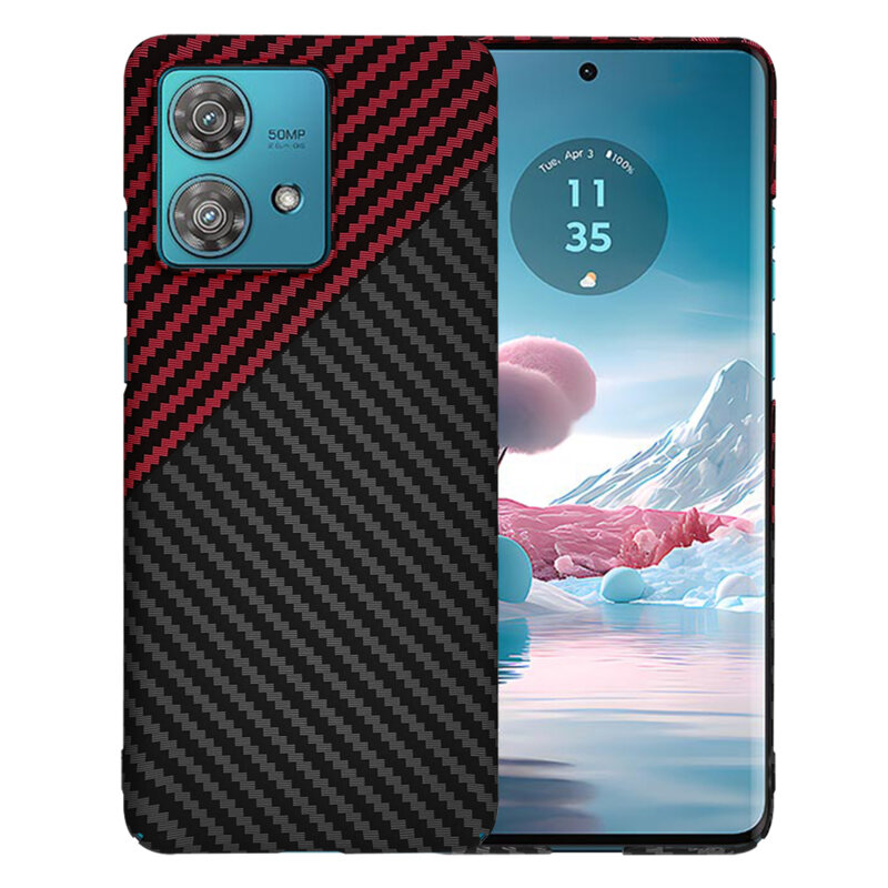 Husa Motorola Edge 40 Neo Techsuit Carbonite FiberShell, rosu inchis