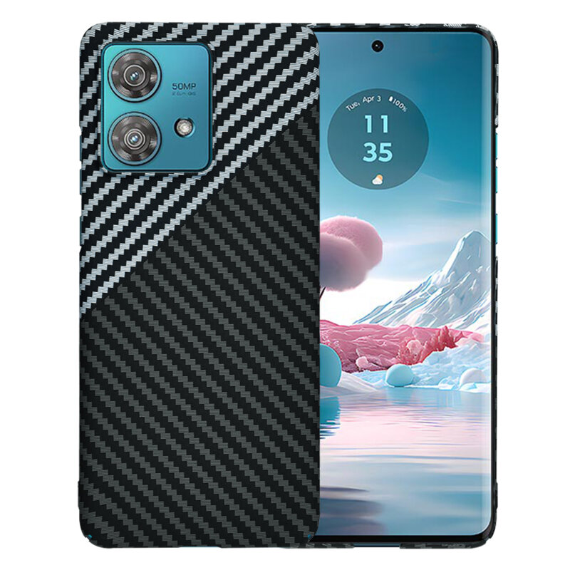 Husa Motorola Edge 40 Neo Techsuit Carbonite FiberShell, gri