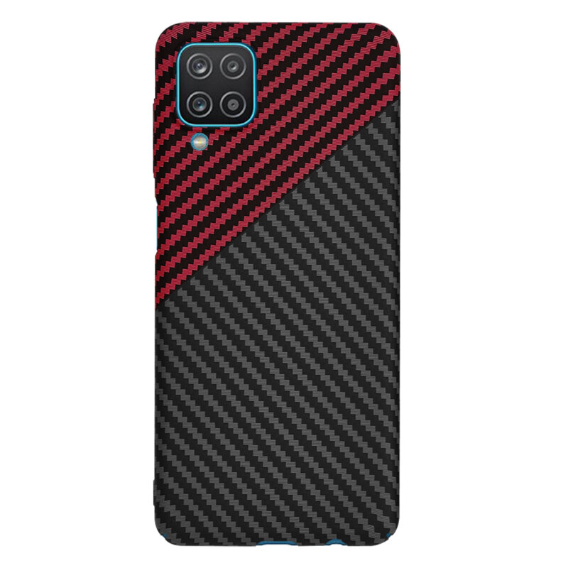 Husa Samsung Galaxy A12 Techsuit Carbonite FiberShell, rosu inchis