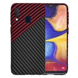 Husa Samsung Galaxy A20e Techsuit Carbonite FiberShell, rosu inchis
