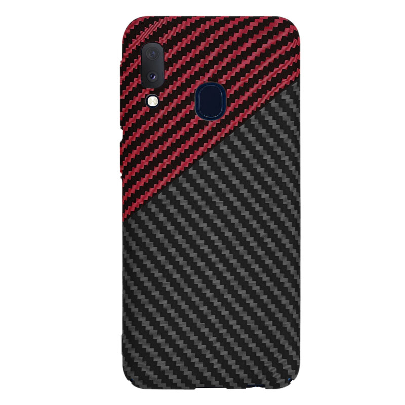 Husa Samsung Galaxy A20e Techsuit Carbonite FiberShell, rosu inchis