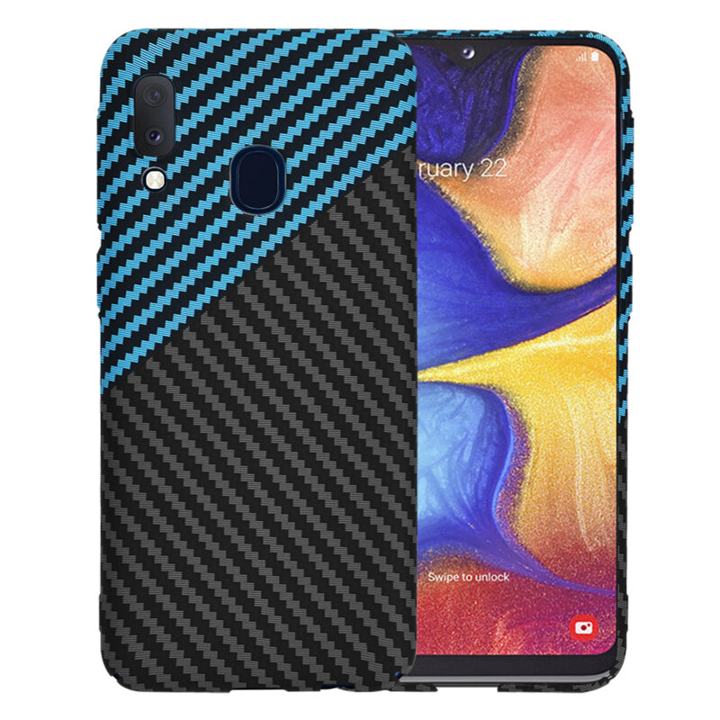 Husa Samsung Galaxy A20e Techsuit Carbonite FiberShell, bleu