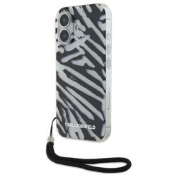 Husa iPhone 16 Karl Lagerfeld IML Luxury, Zebra Pattern&Cord, negru, KLHCP16SHZBPKCCK