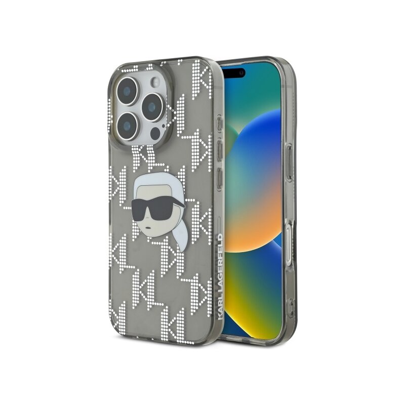 Husa iPhone 16 Pro Max Karl Lagerfeld IML Luxury Electroplated, Karl Head, negru, KLHCP16XHKLPKHK