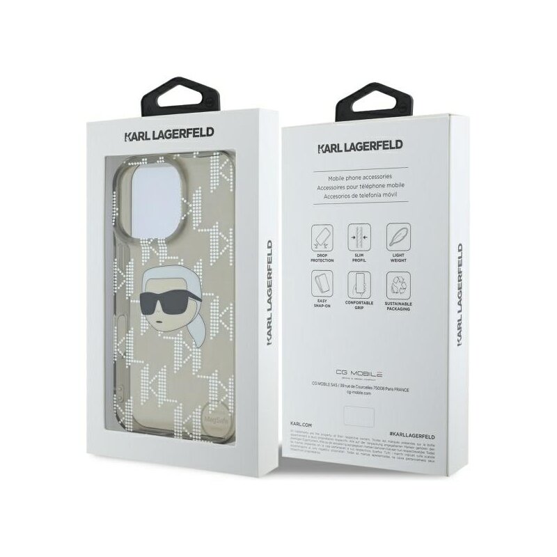 Husa iPhone 16 Pro Max Karl Lagerfeld IML Luxury Electroplated, Karl Head, negru, KLHCP16XHKLPKHK