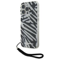 Husa iPhone 16 Pro Max Karl Lagerfeld IML Luxury, Zebra Pattern&Cord, negru, KLHCP16XHZBPKCCK