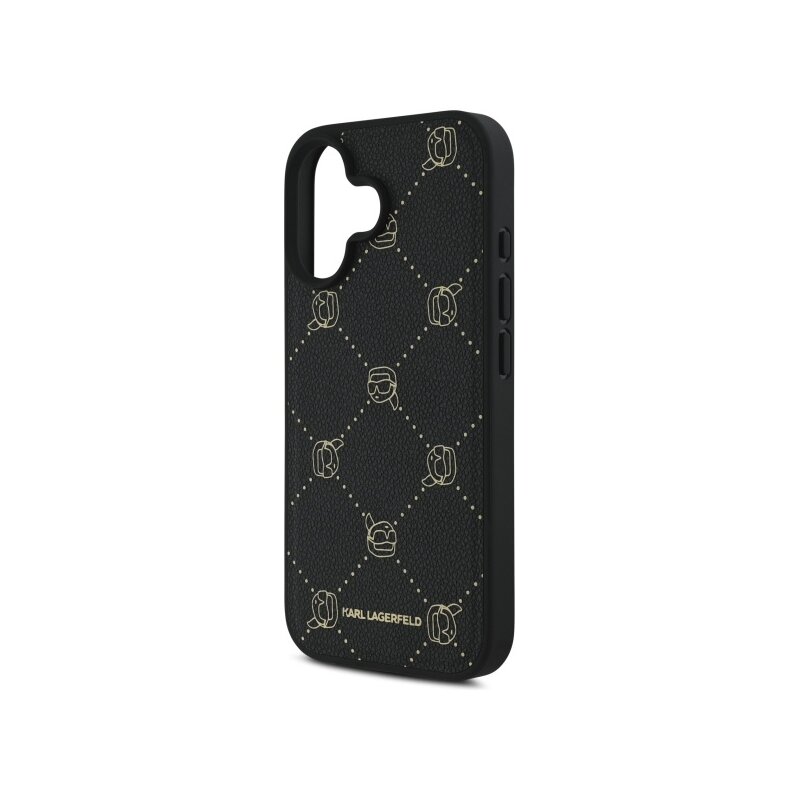 Husa iPhone 16 Karl Lagerfeld Leather MagSafe, Karl Head, negru, KLHMP16SPGKHPHK