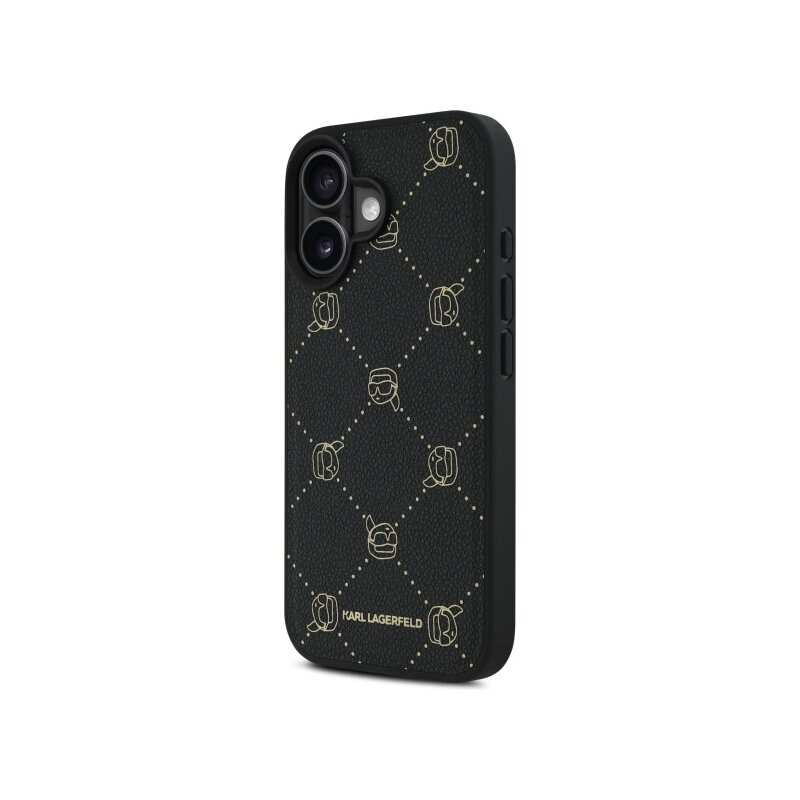 Husa iPhone 16 Karl Lagerfeld Leather MagSafe, Karl Head, negru, KLHMP16SPGKHPHK