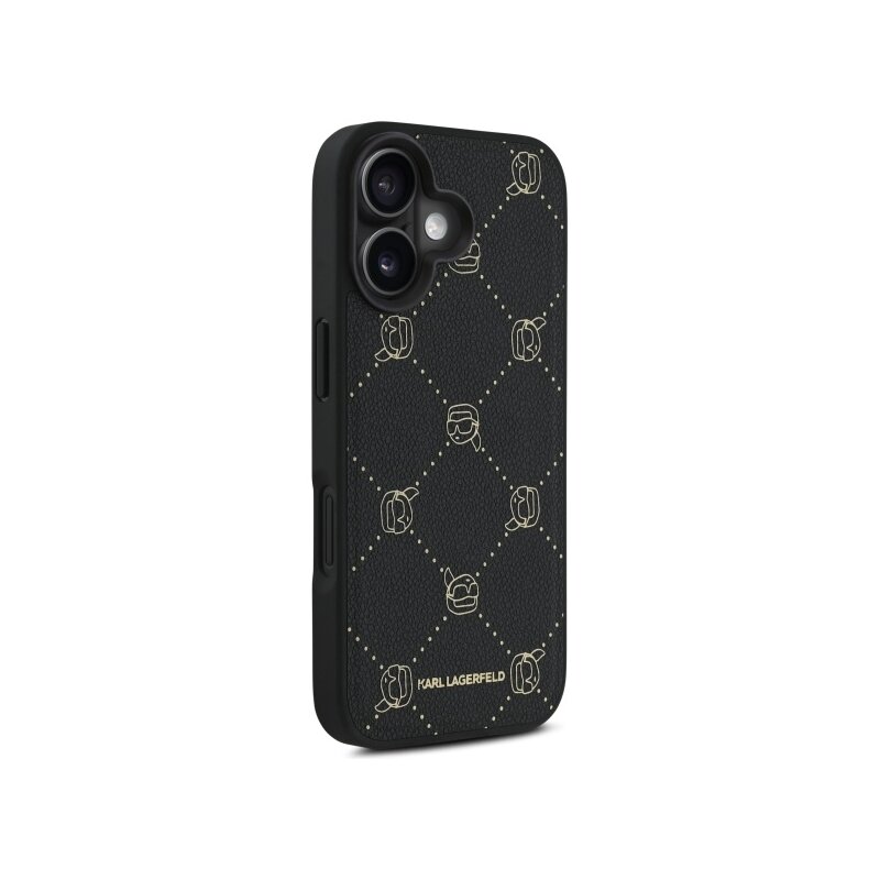 Husa iPhone 16 Karl Lagerfeld Leather MagSafe, Karl Head, negru, KLHMP16SPGKHPHK