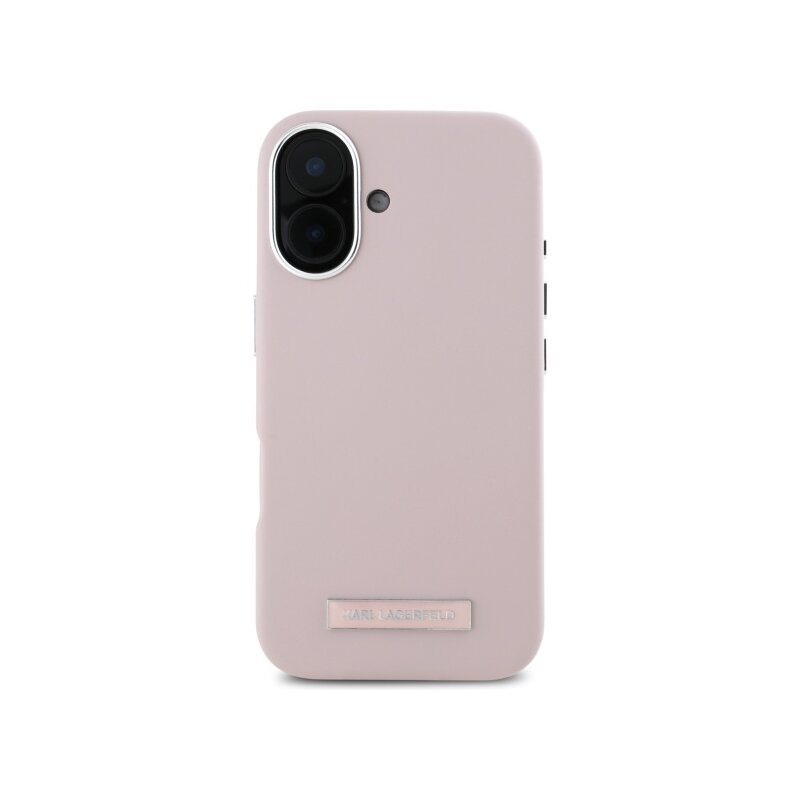 Husa iPhone 16 Karl Lagerfeld Leather MagSafe, FW Metal Plate, roz, KLHMP16SPGMSRPP