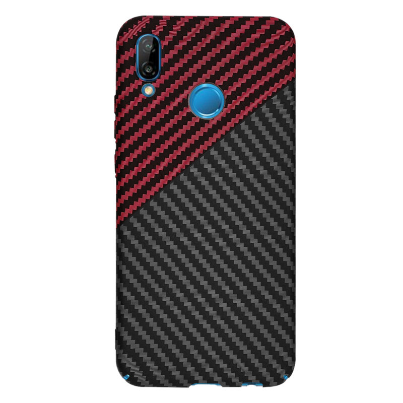 Husa Huawei P20 Lite Techsuit Carbonite FiberShell, rosu inchis