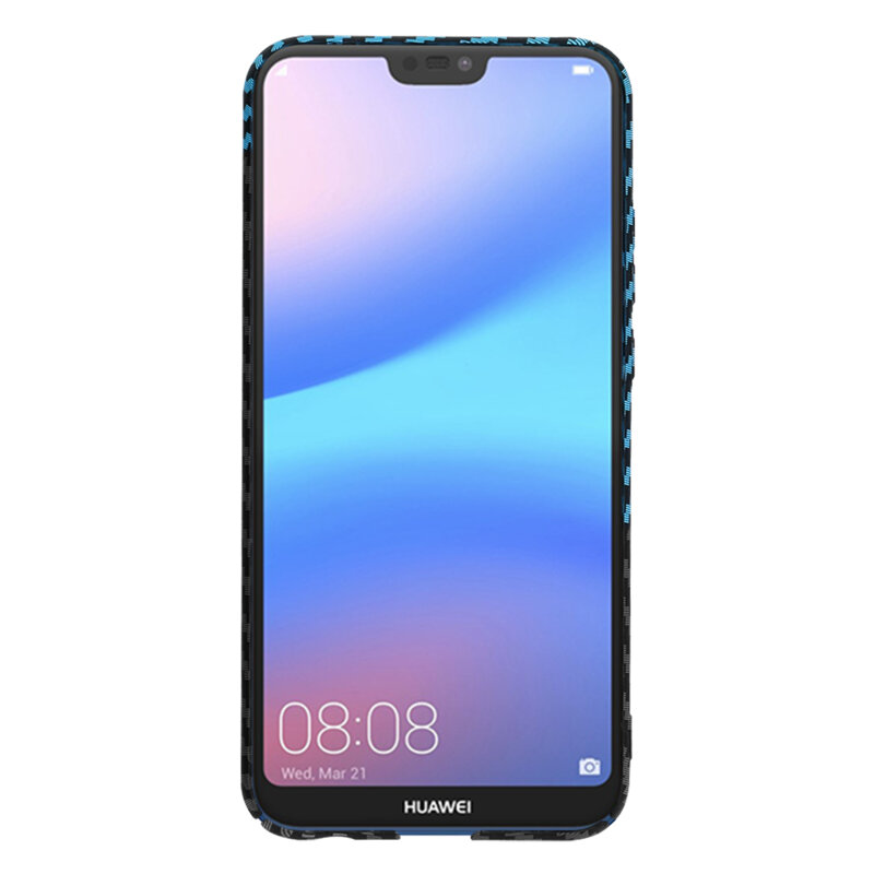Husa Huawei P20 Lite Techsuit Carbonite FiberShell, bleu
