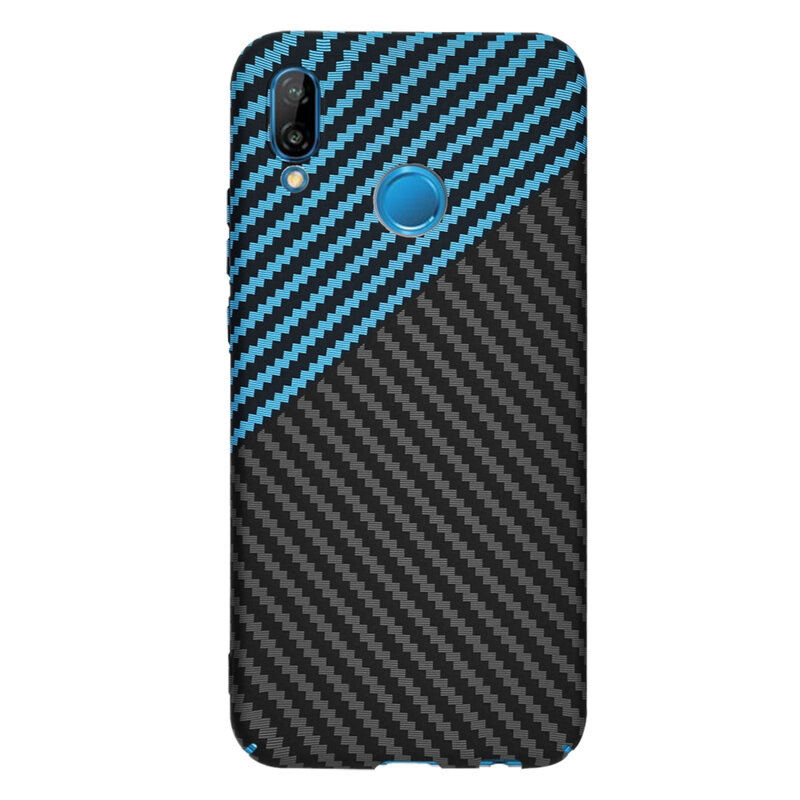 Husa Huawei P20 Lite Techsuit Carbonite FiberShell, bleu