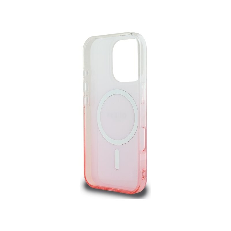 Husa iPhone 16 Pro originala Guess IML Glitter Gradient MagSafe, roz, GUHMP16LHGRCELP