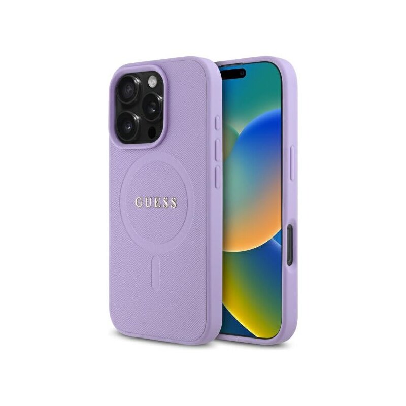 Husa Guess Saffiano MagSafe iPhone 16 Pro Max, mov, GUHMP16XPSAHMCU