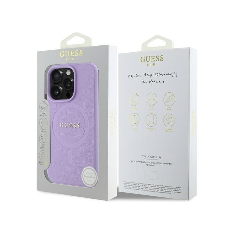 Husa Guess Saffiano MagSafe iPhone 16 Pro Max, mov, GUHMP16XPSAHMCU