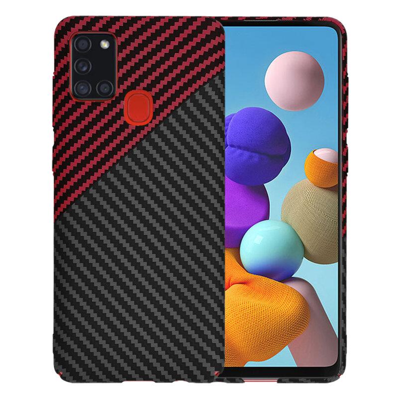 Husa Samsung Galaxy A21s Techsuit Carbonite FiberShell, rosu inchis
