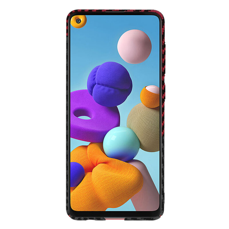 Husa Samsung Galaxy A21s Techsuit Carbonite FiberShell, rosu inchis