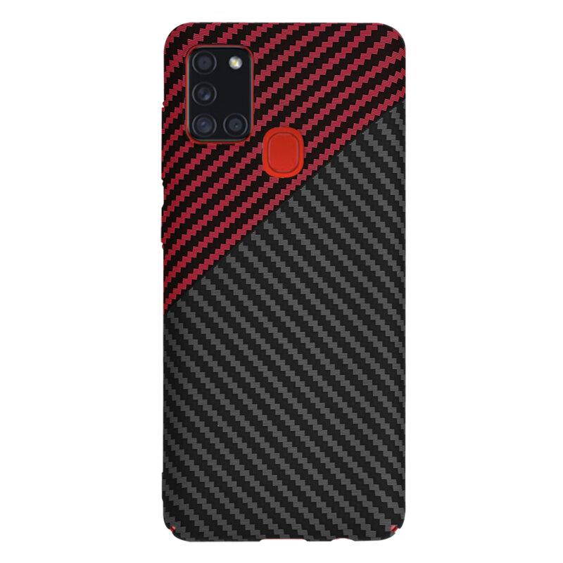 Husa Samsung Galaxy A21s Techsuit Carbonite FiberShell, rosu inchis