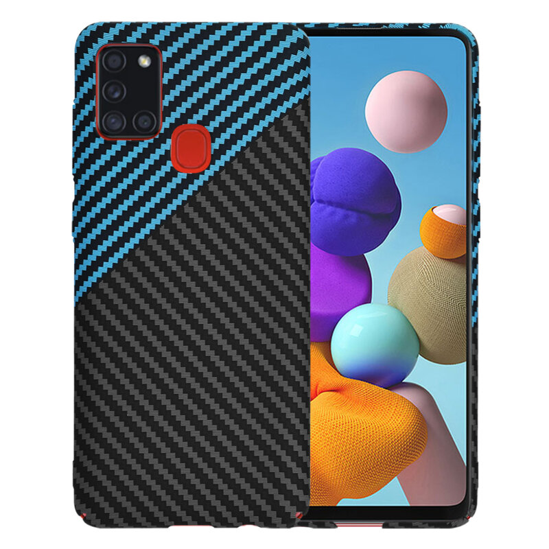 Husa Samsung Galaxy A21s Techsuit Carbonite FiberShell, bleu