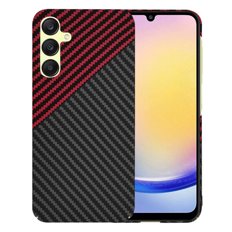 Husa Samsung Galaxy A25 5G Techsuit Carbonite FiberShell, rosu inchis