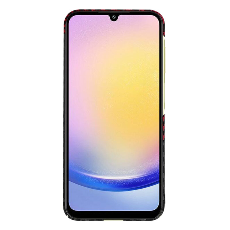 Husa Samsung Galaxy A25 5G Techsuit Carbonite FiberShell, rosu inchis