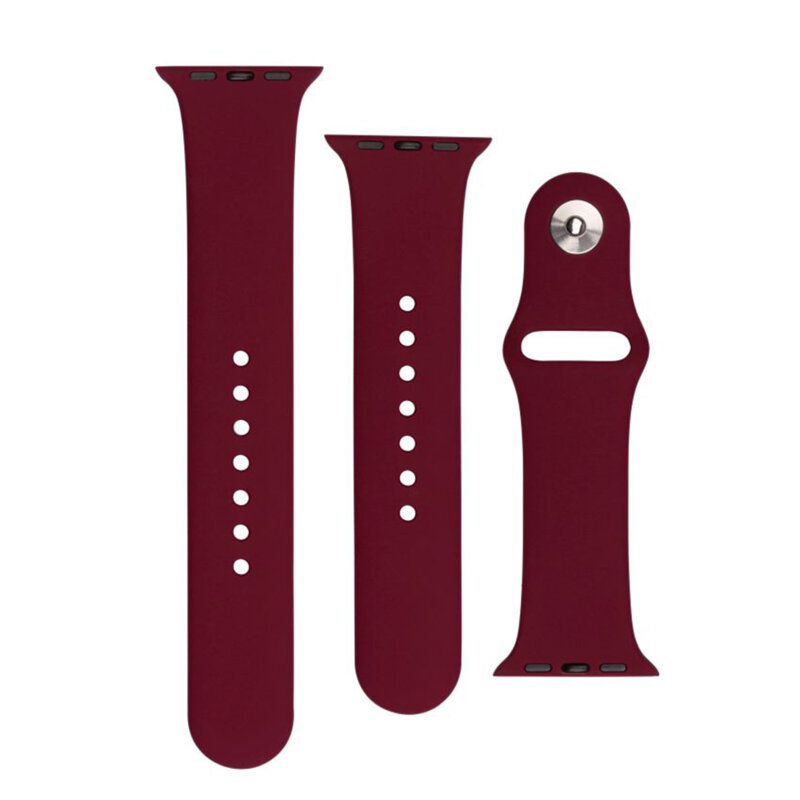 Curea Apple Watch 5 44mm Fixed Silicone Sporty Strap Set, rosu inchis
