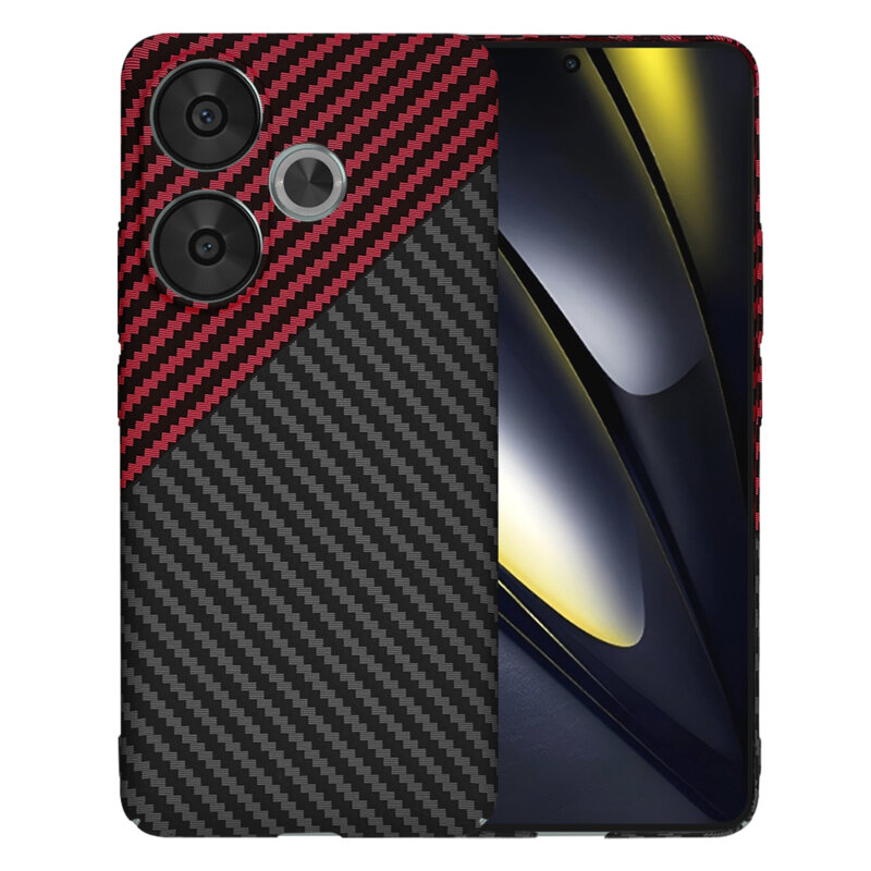 Husa Xiaomi Poco F6 Techsuit Carbonite FiberShell, rosu inchis